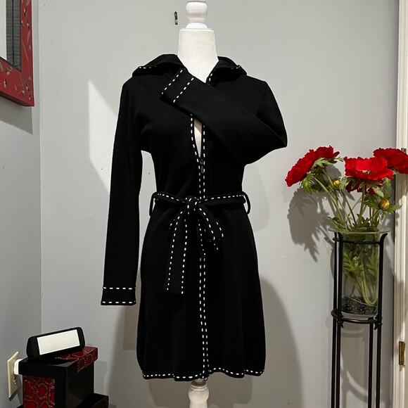 NEW Twiggy Longline Whipstitch Belted Hooded Contrast Zip Travel Sweater Jacke… - Picture 8 of 16